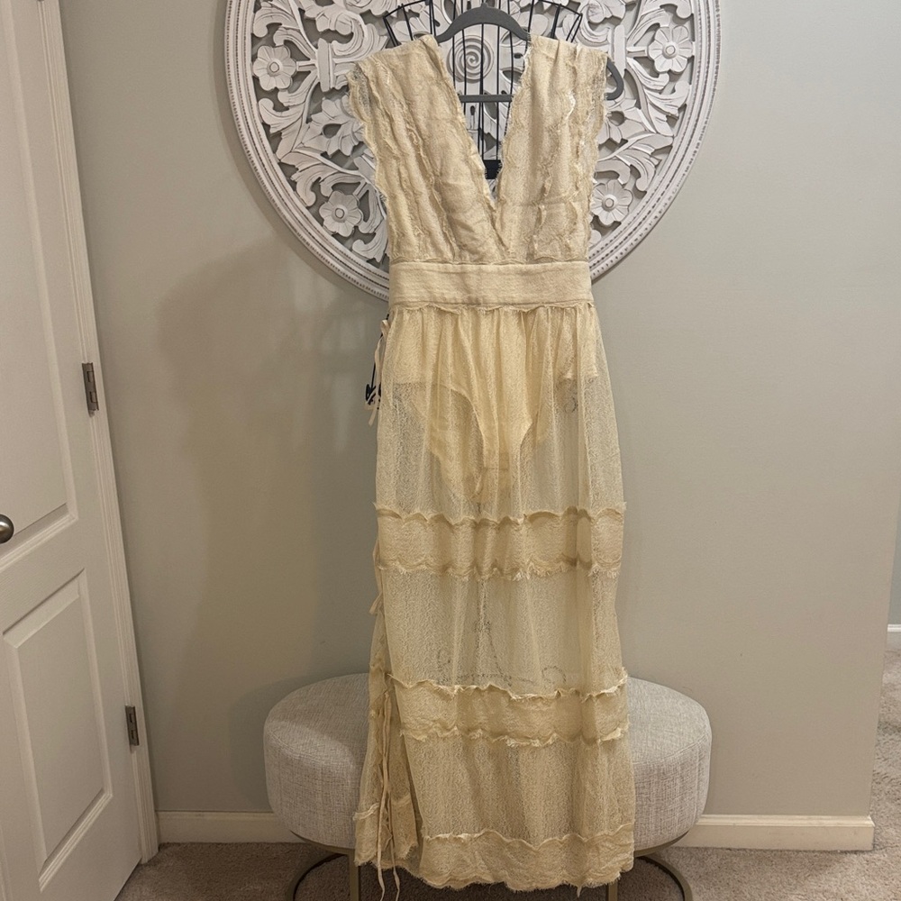 Free People Cream Lace Maxi Dress